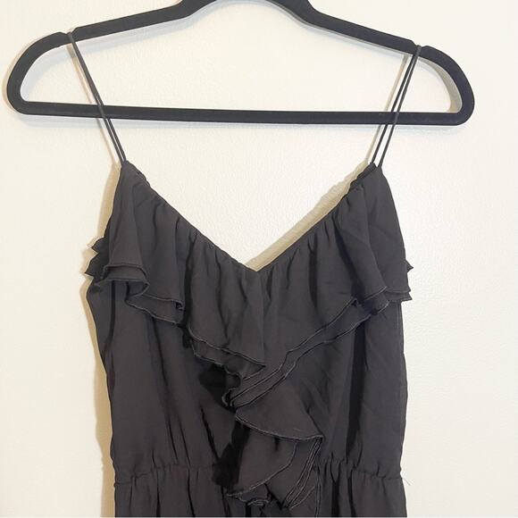 H&M Womens V-Neck Sleeveless Layered Hem Ruffle Trim Dress Black Size 8 - Picture 14 of 14